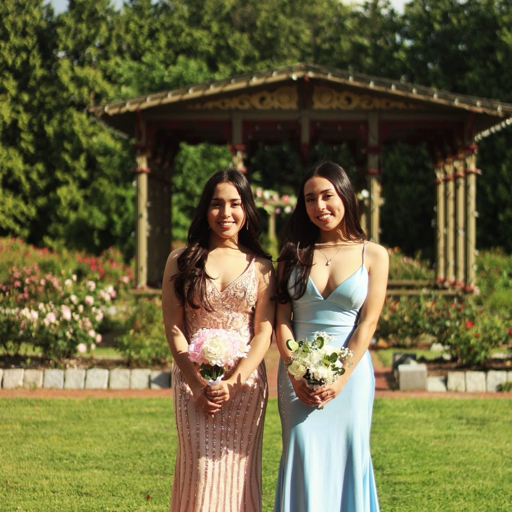 Sherri Hill Sky Blue V-Neck Mermaid Prom dress - Picture 7 of 11